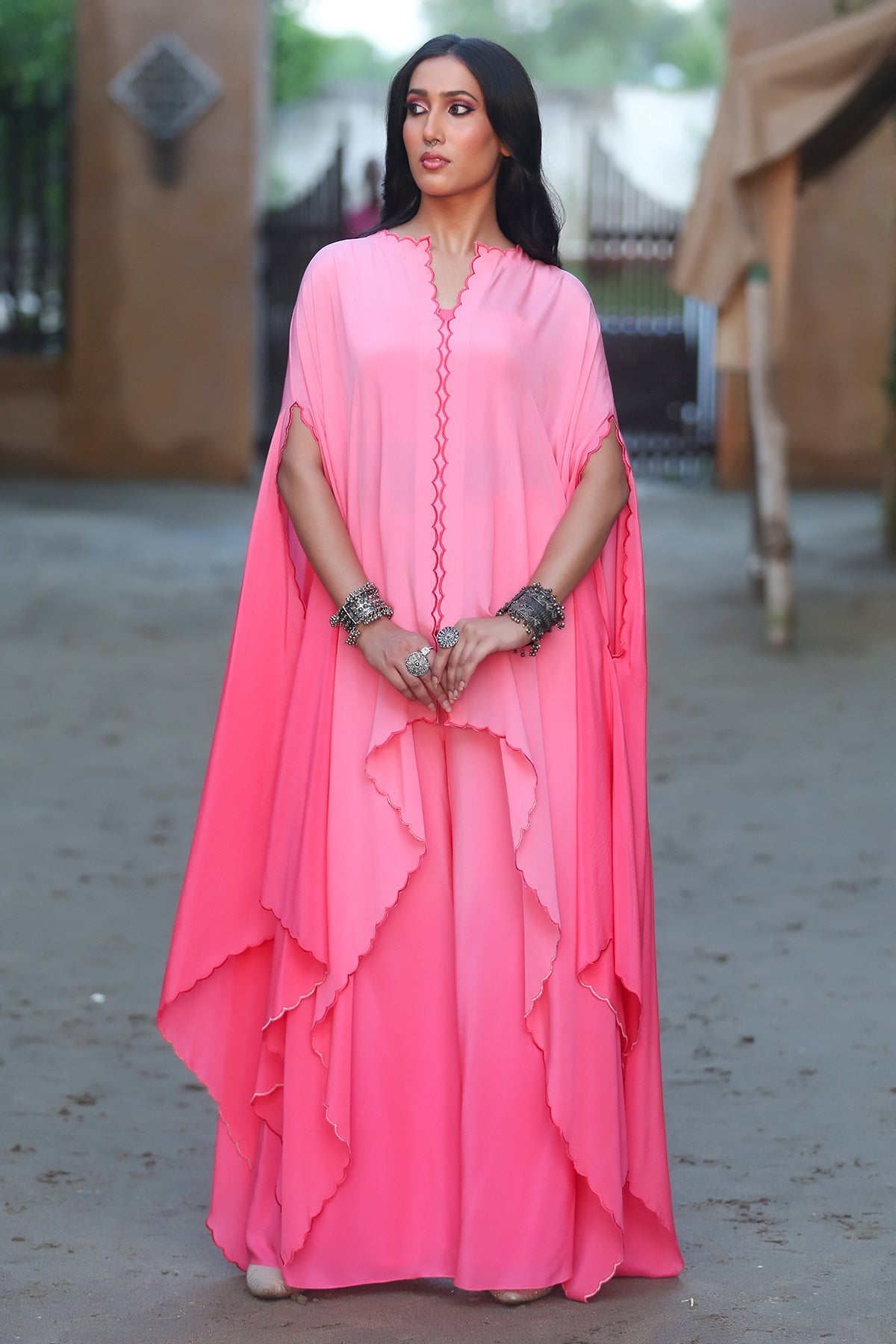 Buy Pink Scalloped Kaftan & Palazzo by Payal Dawar for women online at ScrollnShops